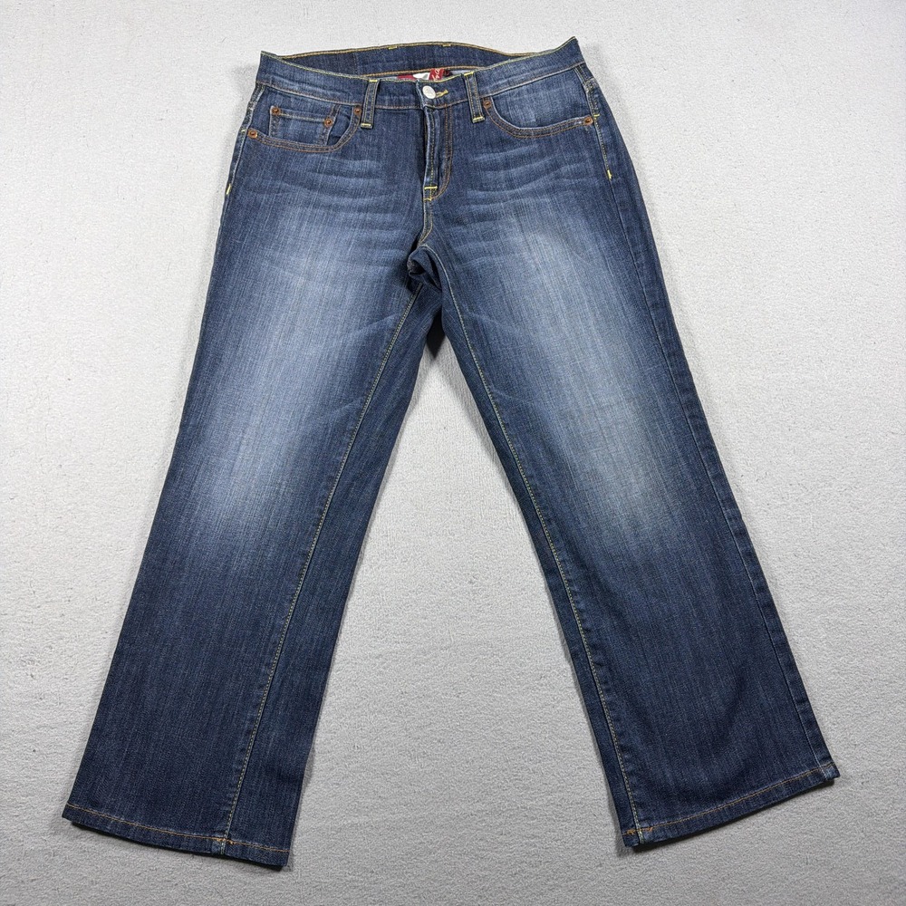 VTG Lucky Brand Jeans Womens 4 Medium Wash Blue Mid Rise Easy Rider Crop Y2K